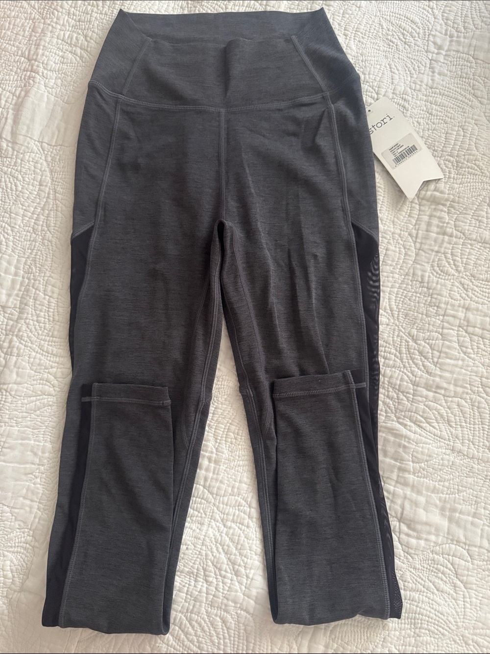 Women High-Rise Dark Gray Active Leggings with Side Pockets